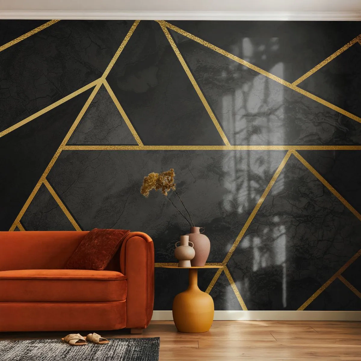 Papel de Parede Autocolante Deluxe Sticker - Escuridão e esplendor - Abstração, Pedaço, Padrão Moderno - 400x280 cm