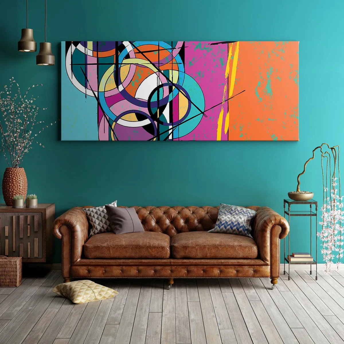 Quadro em tela - Círculo entre círculos - 160x50 cm