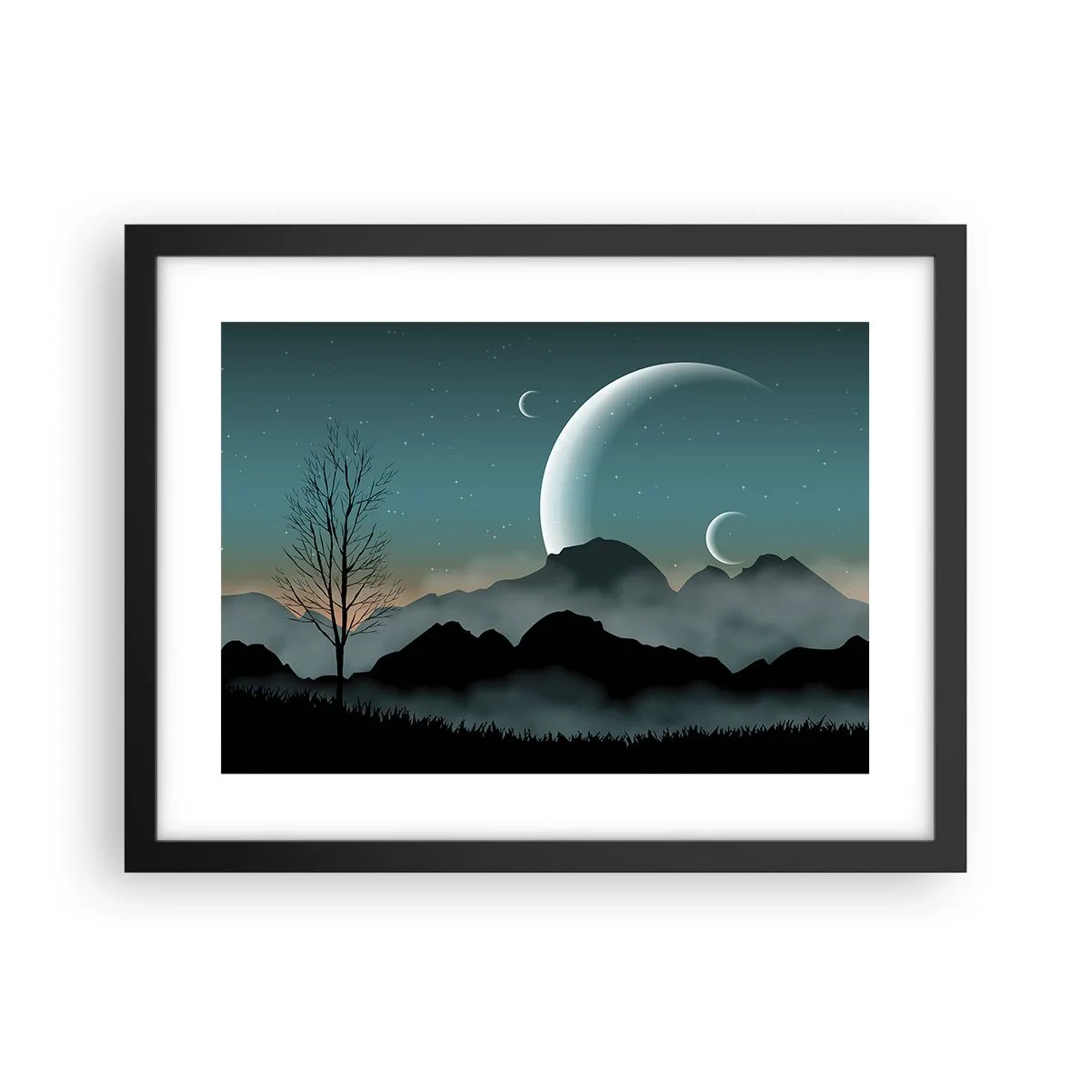 Pôster com moldura preta - Carnaval de uma noite estrelada - 40x30 cm