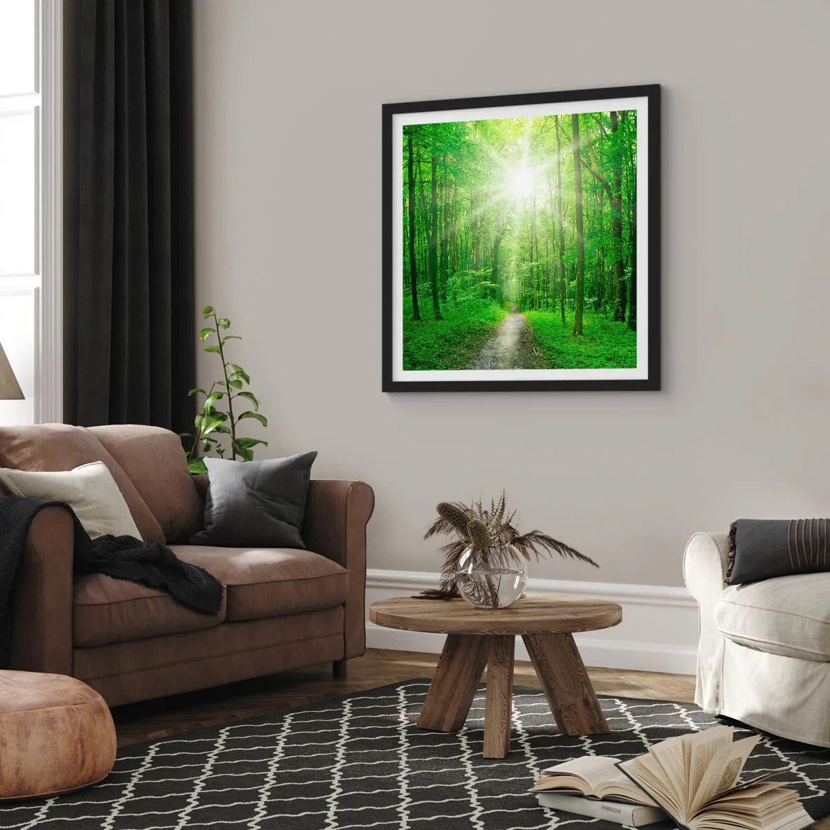 Pôster com moldura preta - Catedral Verde - 40x40 cm
