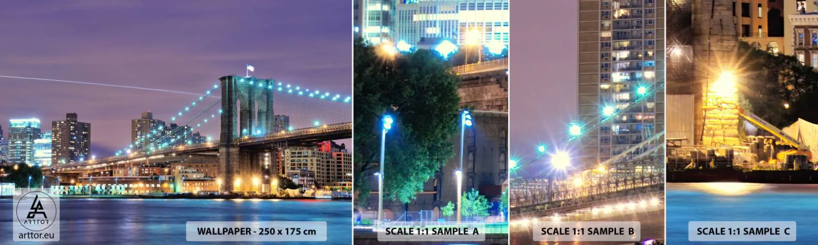 Amostra de Papel de Parede Standard Eco - Por muitos anos, a Ponte do Brooklyn - Cidade, Nova Iorque, Ponte do Brooklyn - 100x30 cm