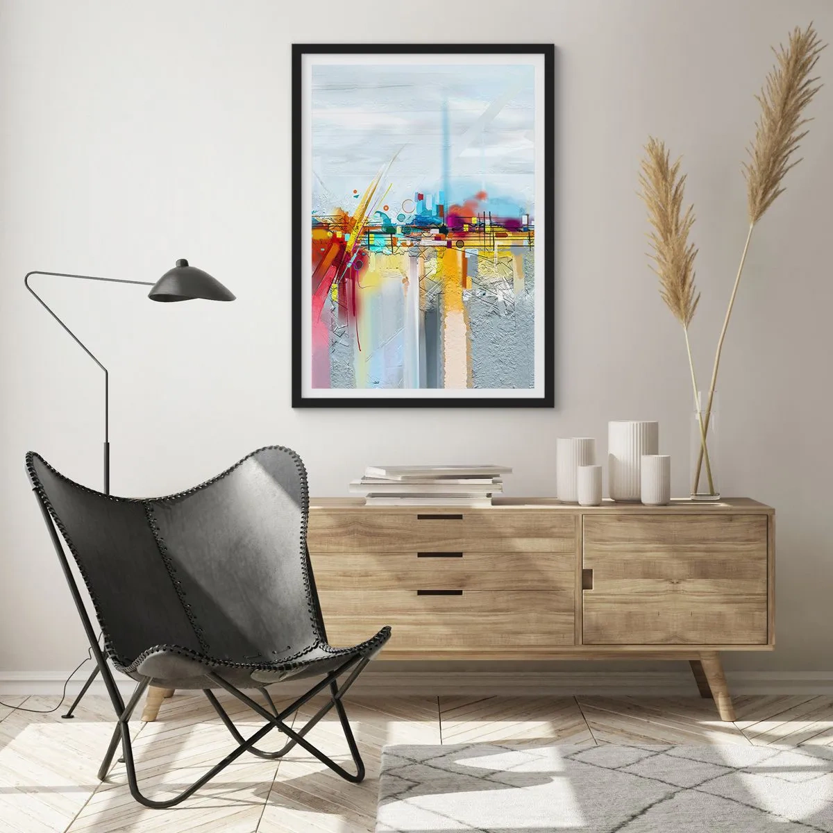 Pôster com moldura preta - Ponte da alegria sobre o rio da vida - 40x50 cm