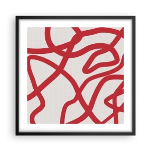 Pôster com moldura preta - Vermelho em branco - 50x50 cm