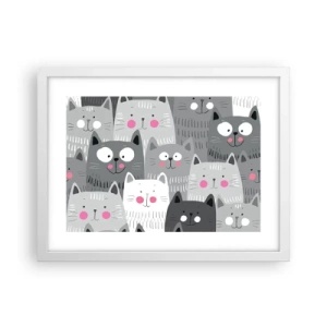 Pôster em moldura branca - O mundo dos gatos - 40x30 cm