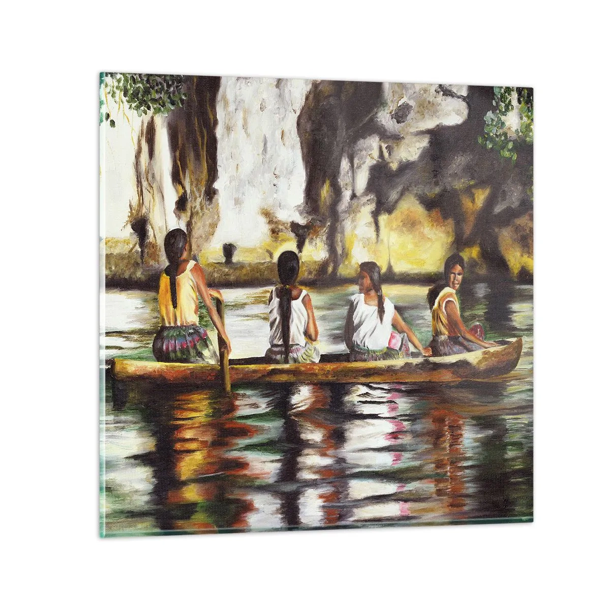 Quadro em vidro - Num paraíso polinésio - 30x30 cm