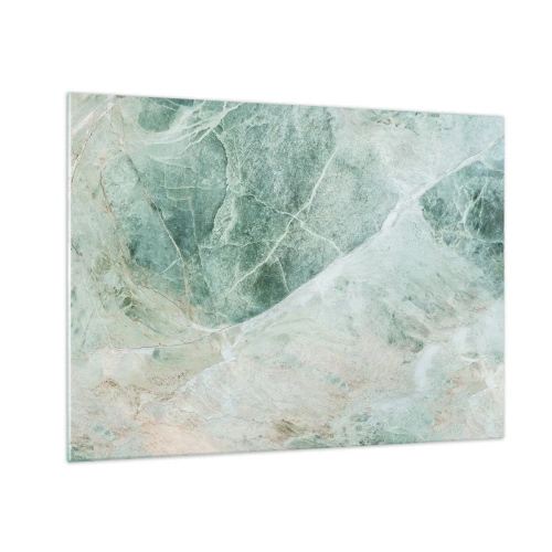 Quadro em vidro - Textura verde-bege que lembra pedra natural - 70x50cm - A nobre frieza da pedra - Decoração de parede moderna para a sala de estar e quarto ARTTOR