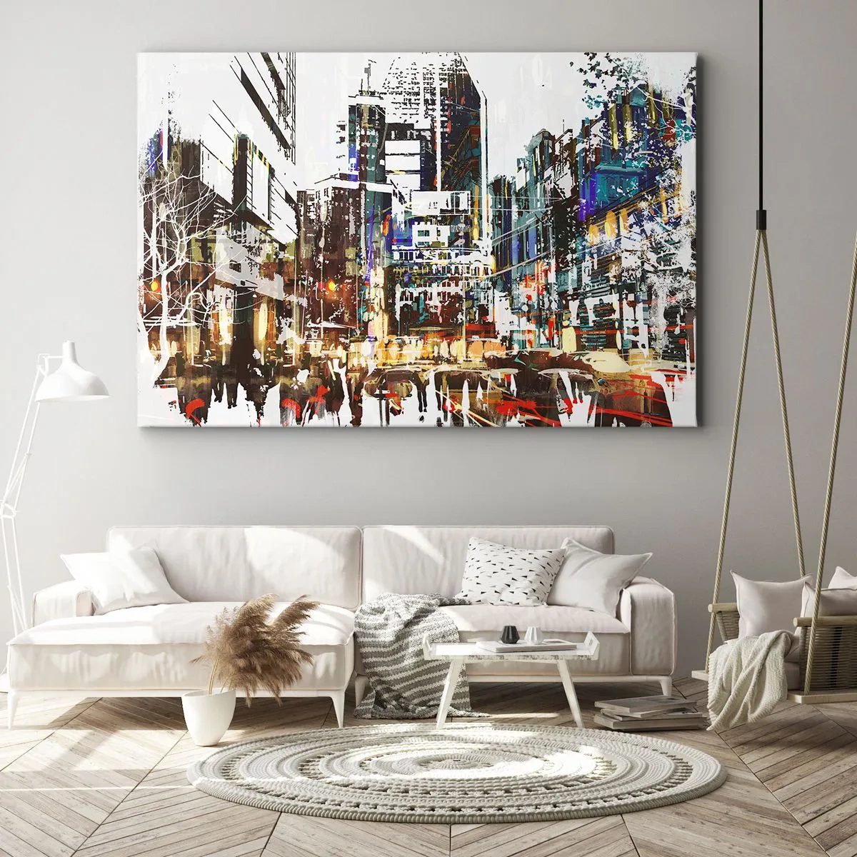 Quadro em tela - Cidade cintilante - 120x80 cm