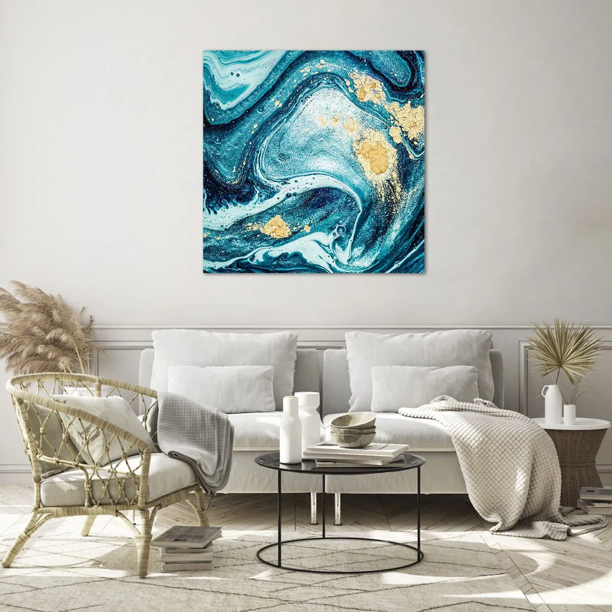 Quadro em vidro - Redemoinho azul - 60x60 cm
