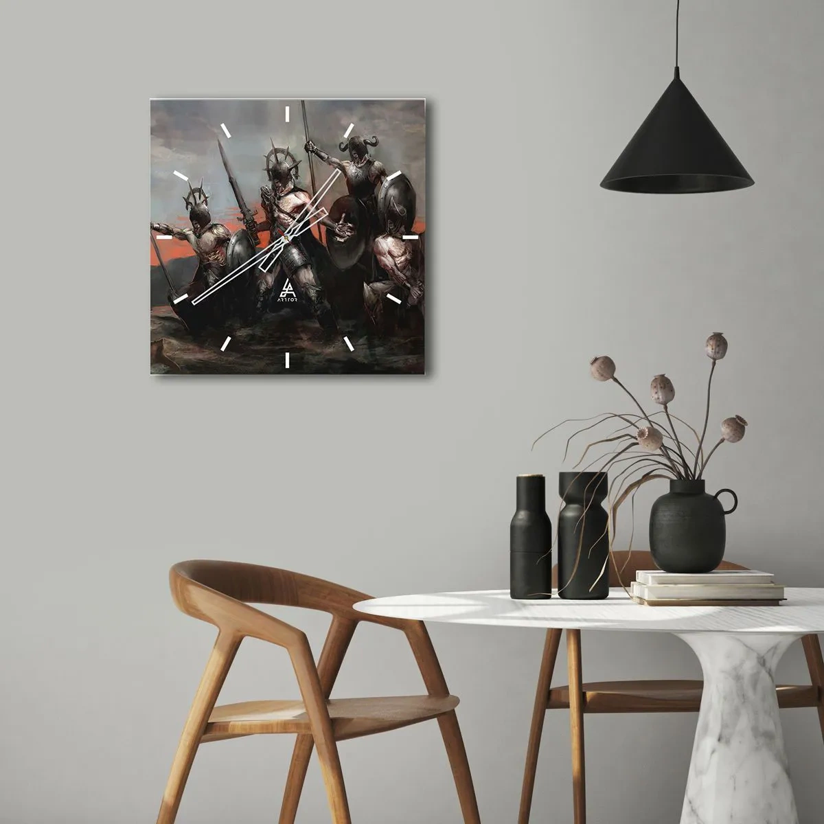 Relógio de parede - Relógio em vidro - Com ou em um escudo - 40x40 cm