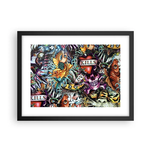 Pôster com moldura preta - O sonho do tatuador - 40x30 cm