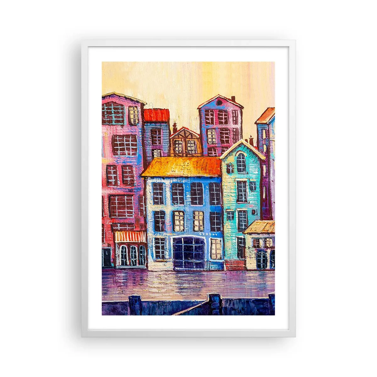 Pôster em moldura branca - Uma cidade como de um conto de fadas - 50x70 cm