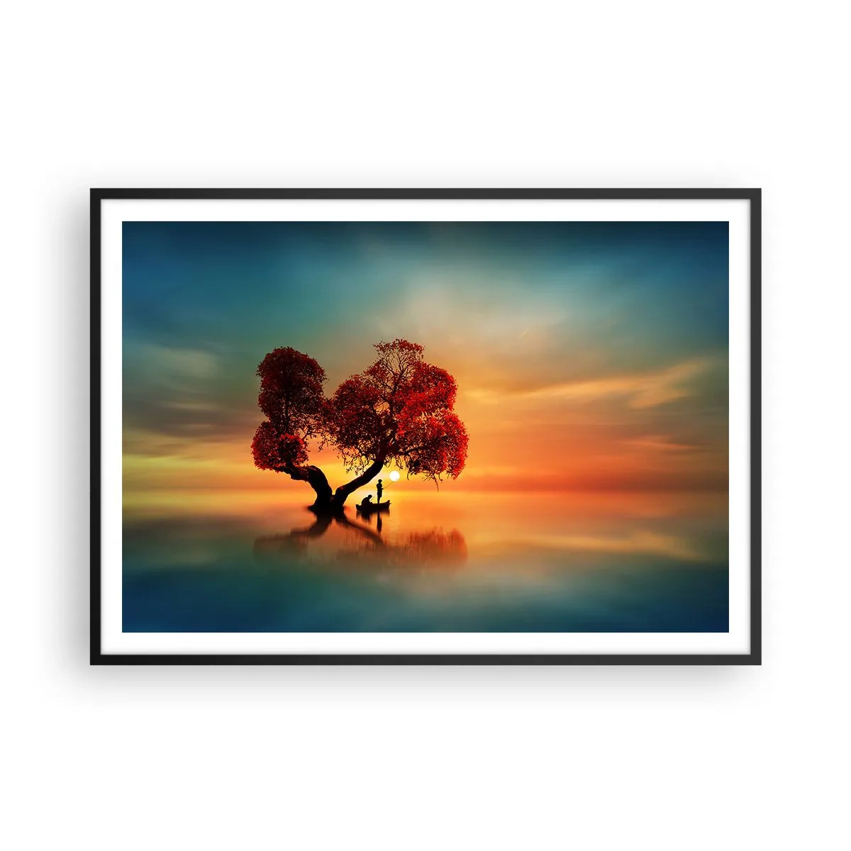 Pôster com moldura preta - A distância e o silêncio do mundo - 100x70 cm