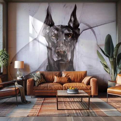 Papel de Parede Premium Canvas - Nascido na nobreza - Abstração, doberman, Cachorro - 200x140 cm