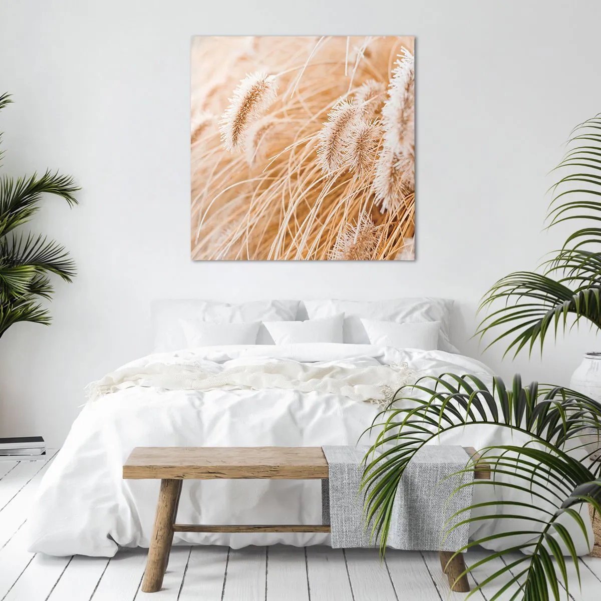 Quadro em tela - O murmúrio dourado das plantas - 70x70 cm