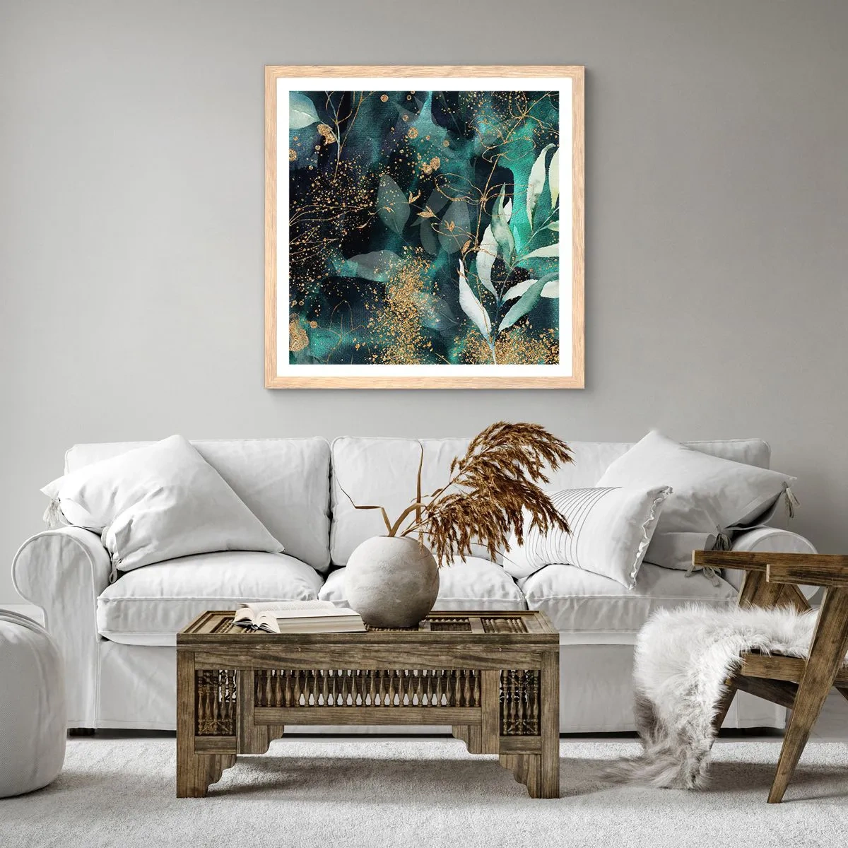 Pôster com moldura de carvalho claro - Jardim Mágico - 40x40 cm