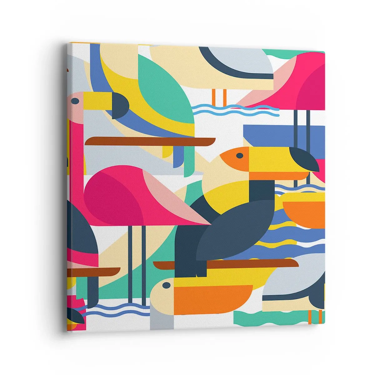 Quadro em tela - A festa dos pássaros - 40x40 cm