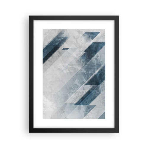 Pôster com moldura preta - Arte espacial – movimento cinzento - 30x40 cm