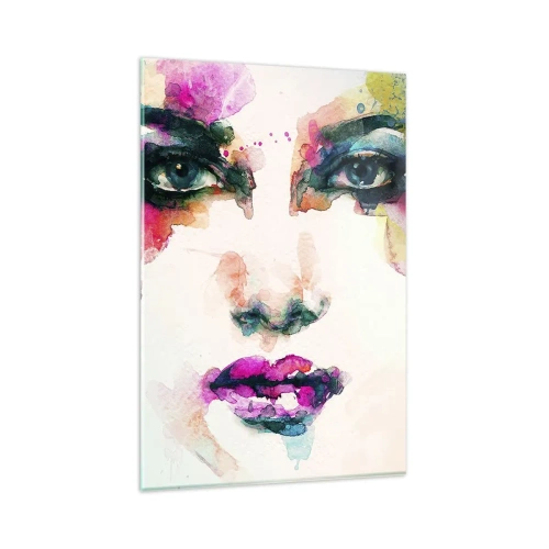 Quadro em vidro - Retrato pintado com o arco-íris - 80x120 cm