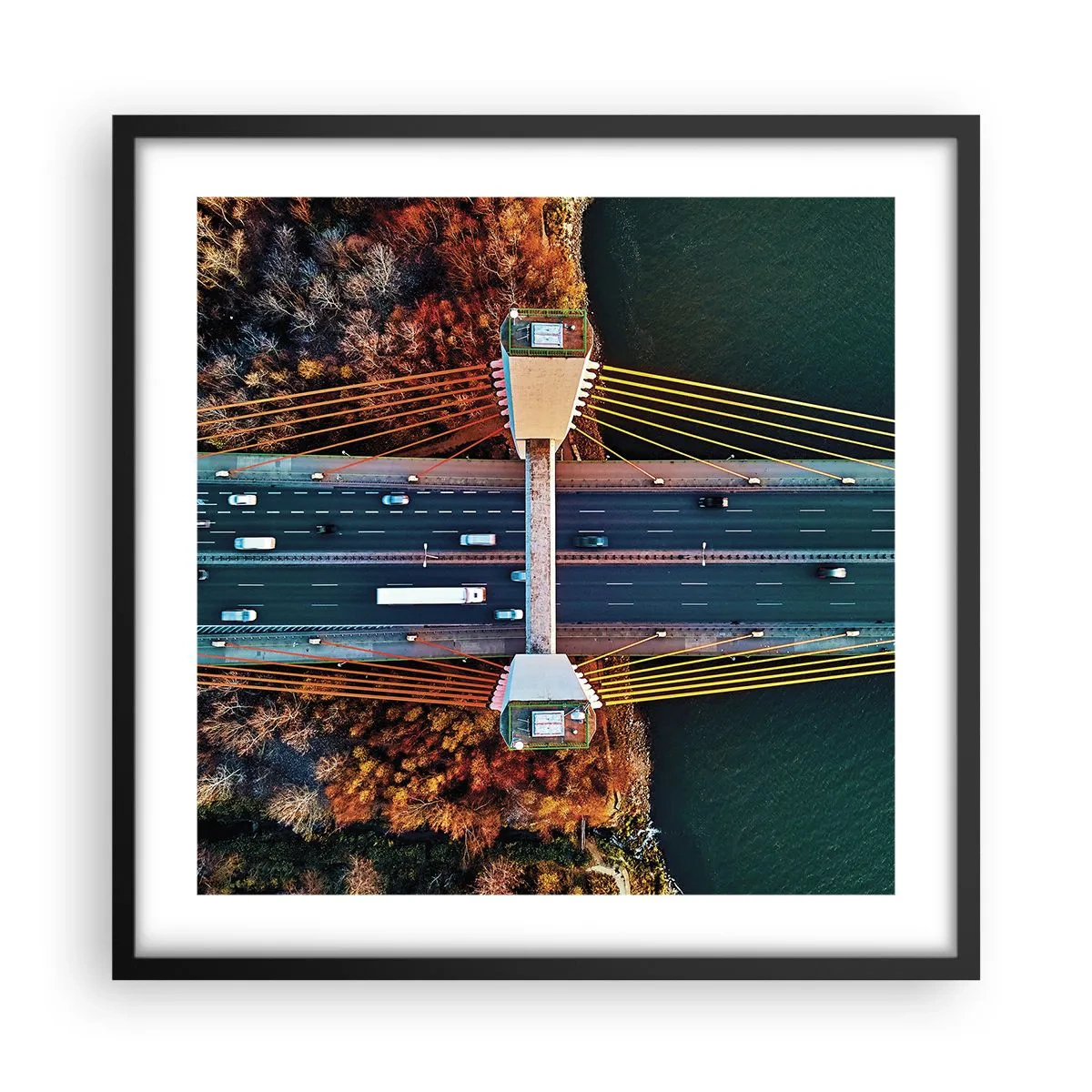 Pôster com moldura preta - Além das águas, além das florestas - 50x50 cm