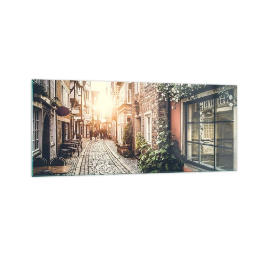 Quadro em vidro - Beco rosa em brilho rosa - 100x40 cm