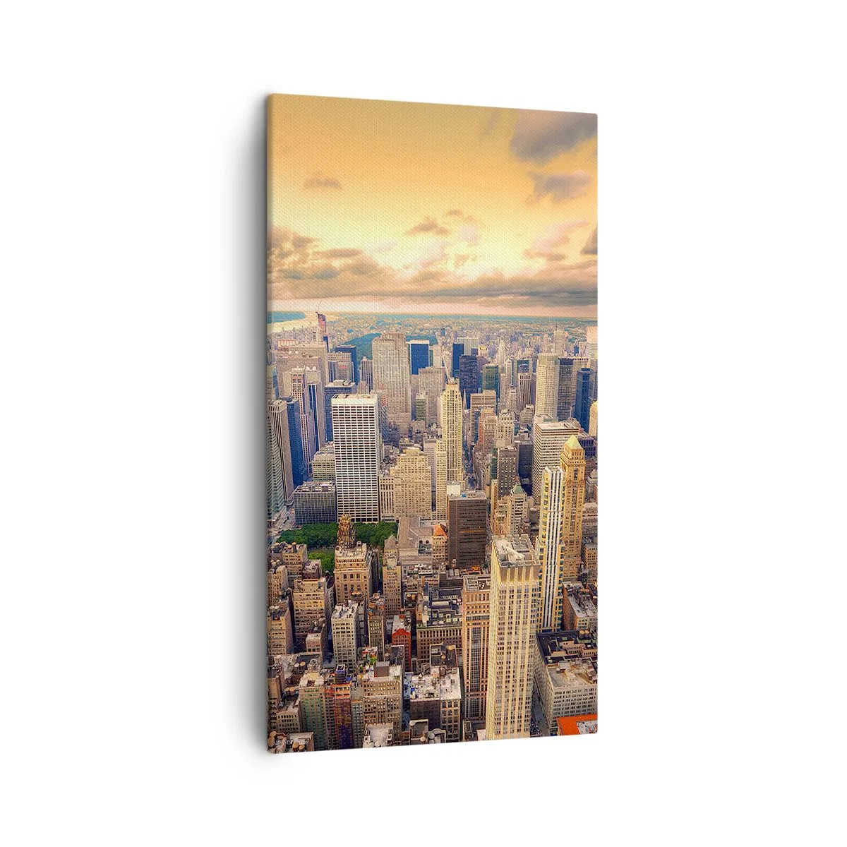Quadro em tela - Metrópole dourada - 45x80 cm