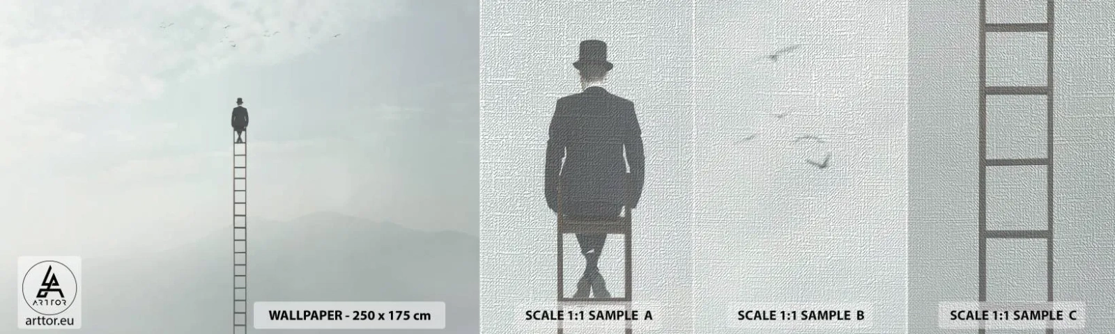 Amostra de papel de parede Premium Canvas - Vá além - Abstração, Homem, Pedaço - 100x30 cm