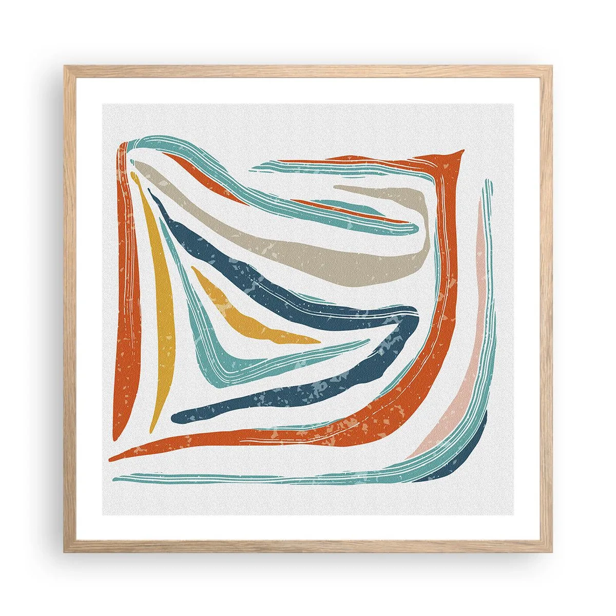 Pôster com moldura de carvalho claro - Abstração com um sorriso amigável - 60x60 cm