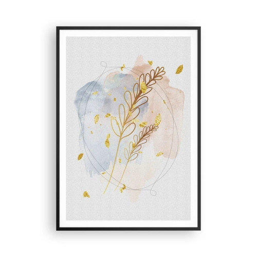 Pôster com moldura preta - Explosão dourada - 70x100 cm
