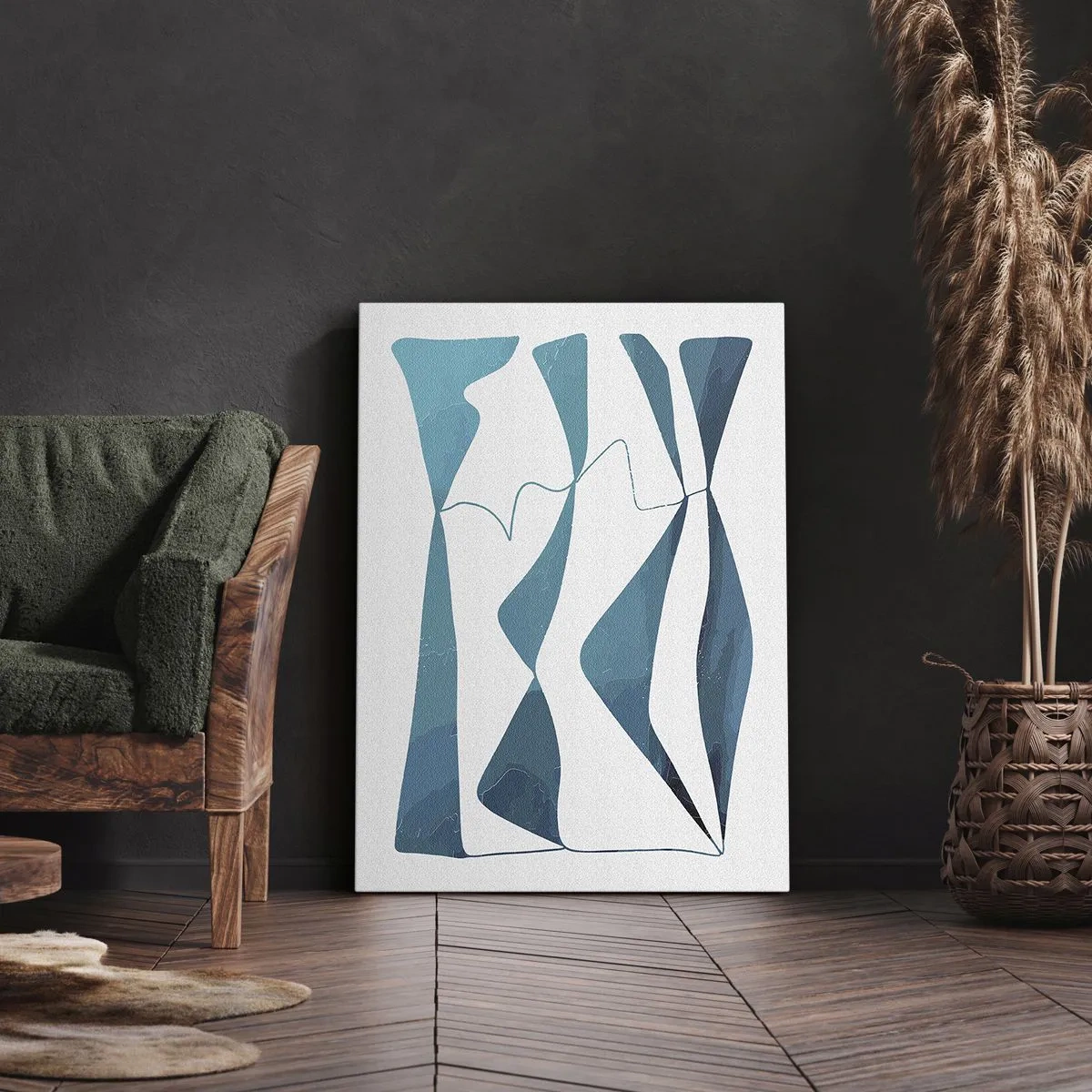Quadro em tela - Abstração: composto turquesa - 50x70 cm