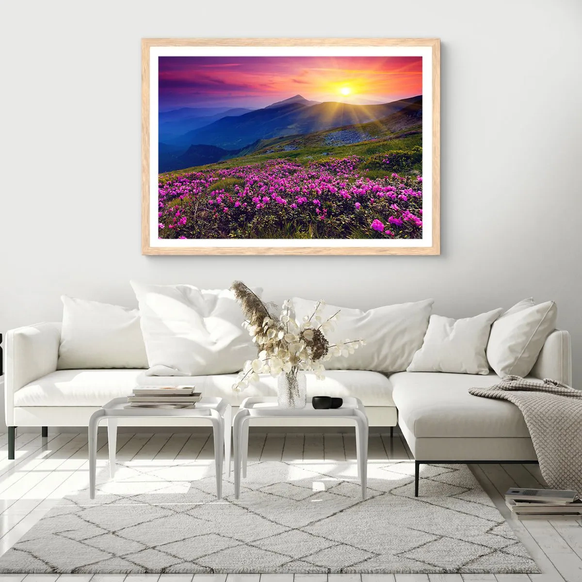 Pôster com moldura de carvalho claro - …Cheiro de pinheiros e ervas da montanha - 91x61 cm