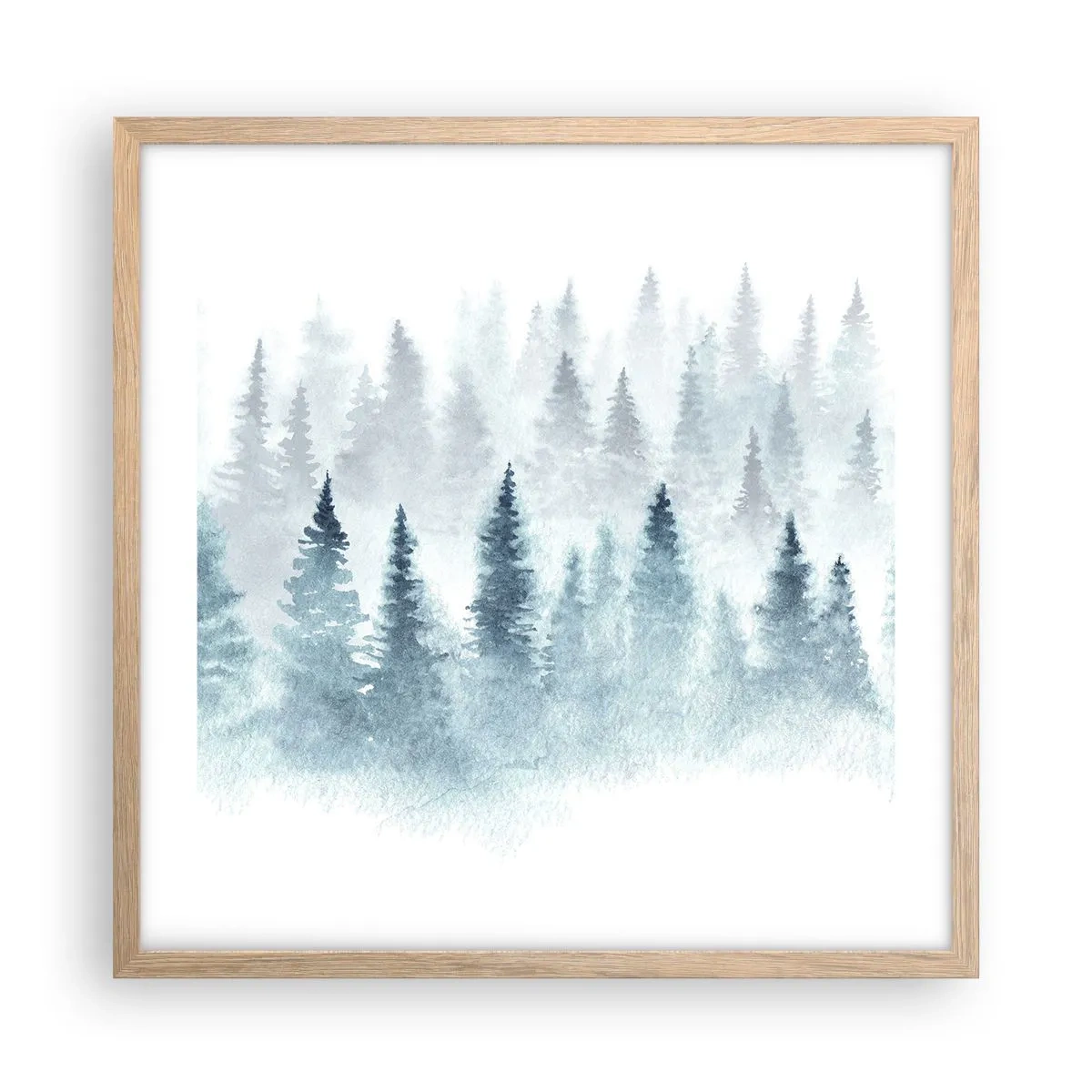 Pôster com moldura de carvalho claro - Envolto no nevoeiro - 50x50 cm
