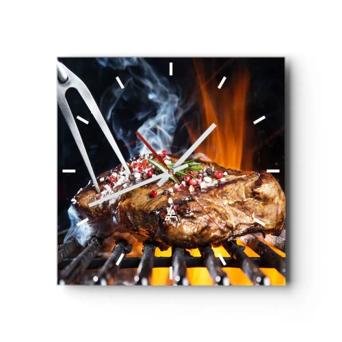 Relógio de parede - Relógio em vidro - Suculenta e de bom cheiro - 30x30 cm