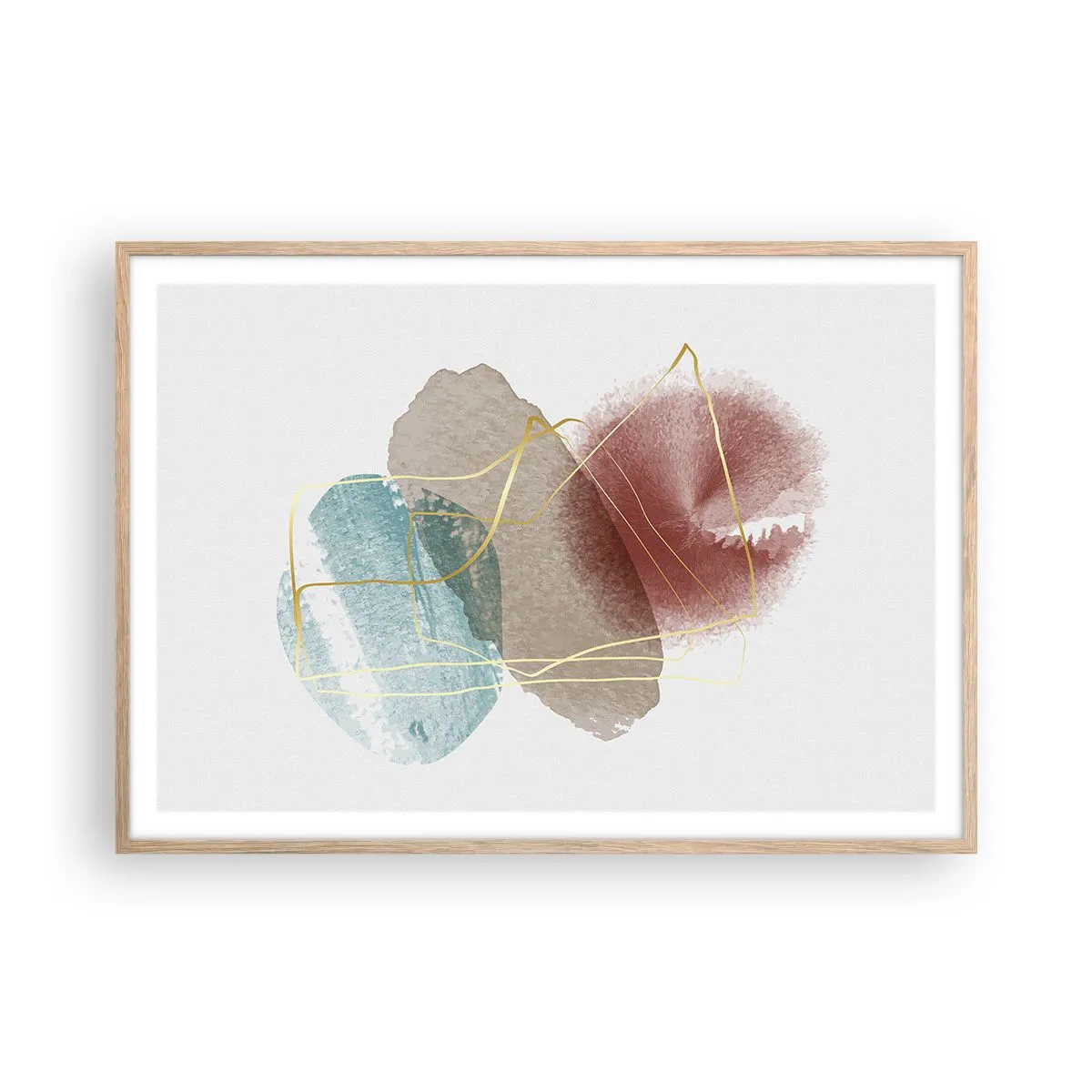 Pôster com moldura de carvalho claro - Corais espaciais - 100x70 cm