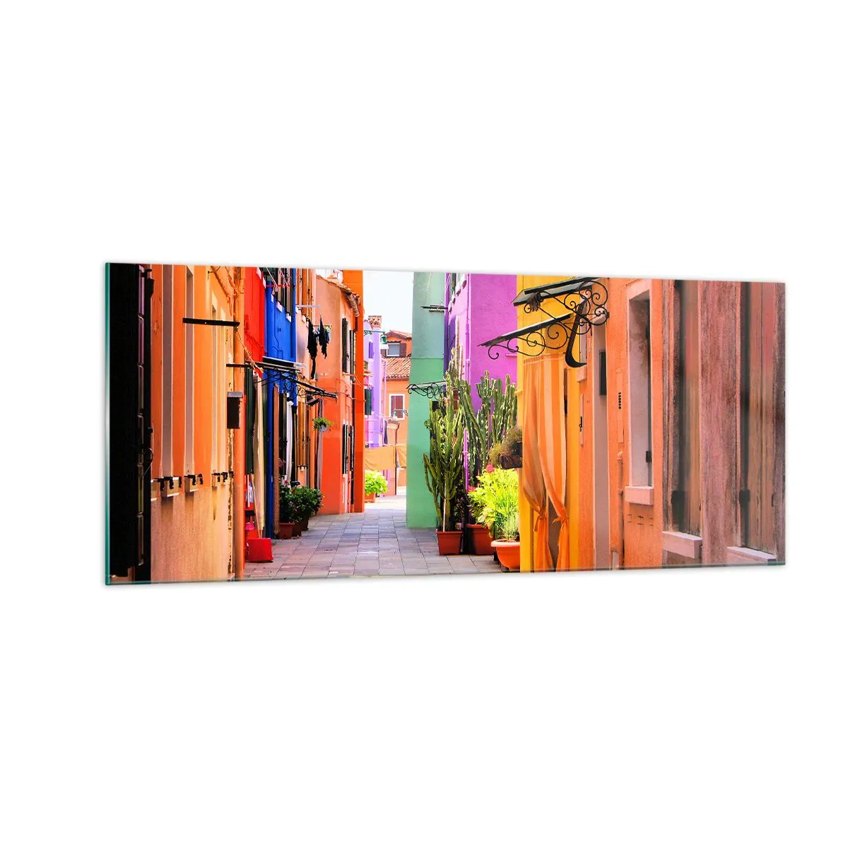 Quadro em vidro - Beco arco-íris - 100x40 cm