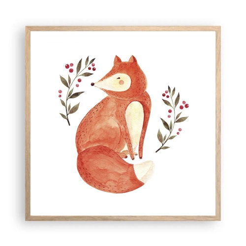 Pôster com moldura de carvalho claro - Pequeno ruivo - 60x60 cm