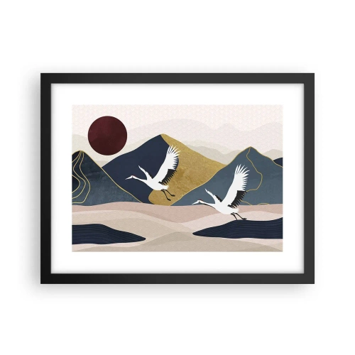 Pôster com moldura preta - E o dia acaba novamente - 40x30 cm