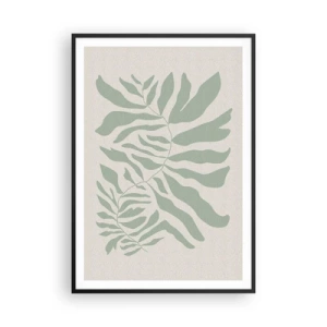 Pôster com moldura preta - Galho esmeralda - 70x100 cm