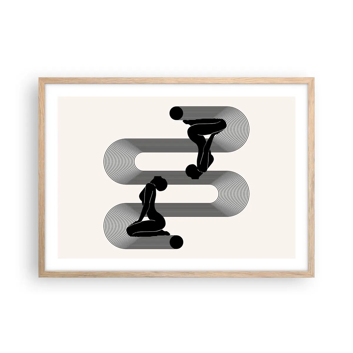 Pôster com moldura de carvalho claro - Simetria sensual - 70x50 cm