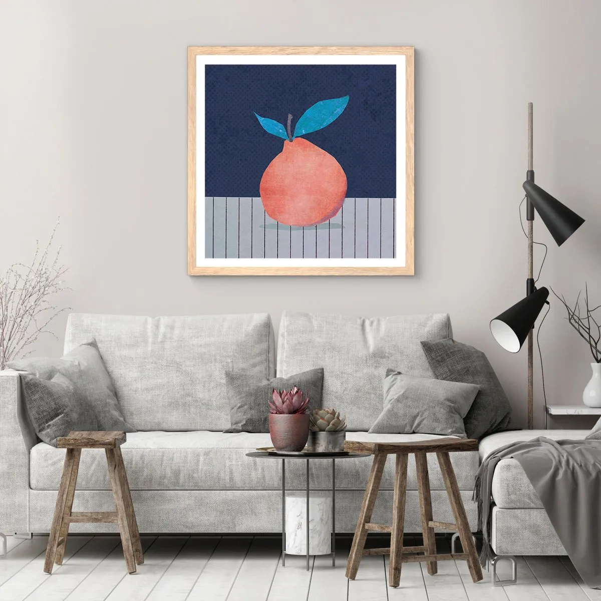 Pôster com moldura de carvalho claro - Convexidade e plano - 50x50 cm