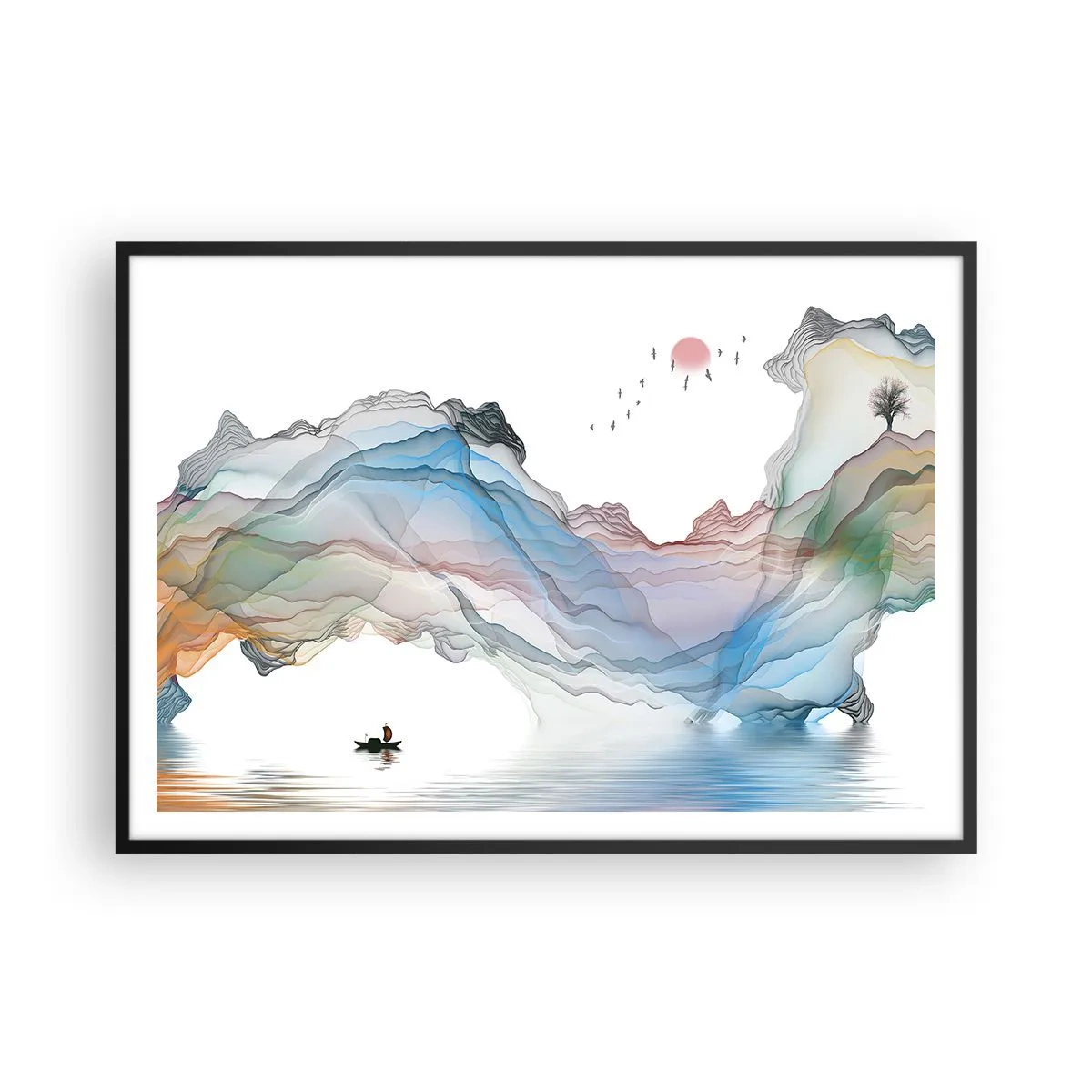 Pôster com moldura preta - Em direção às montanhas de cristal - 100x70 cm