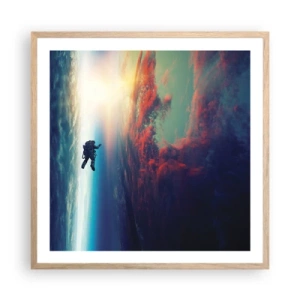 Pôster com moldura de carvalho claro - Enfrentando o universo - 60x60 cm