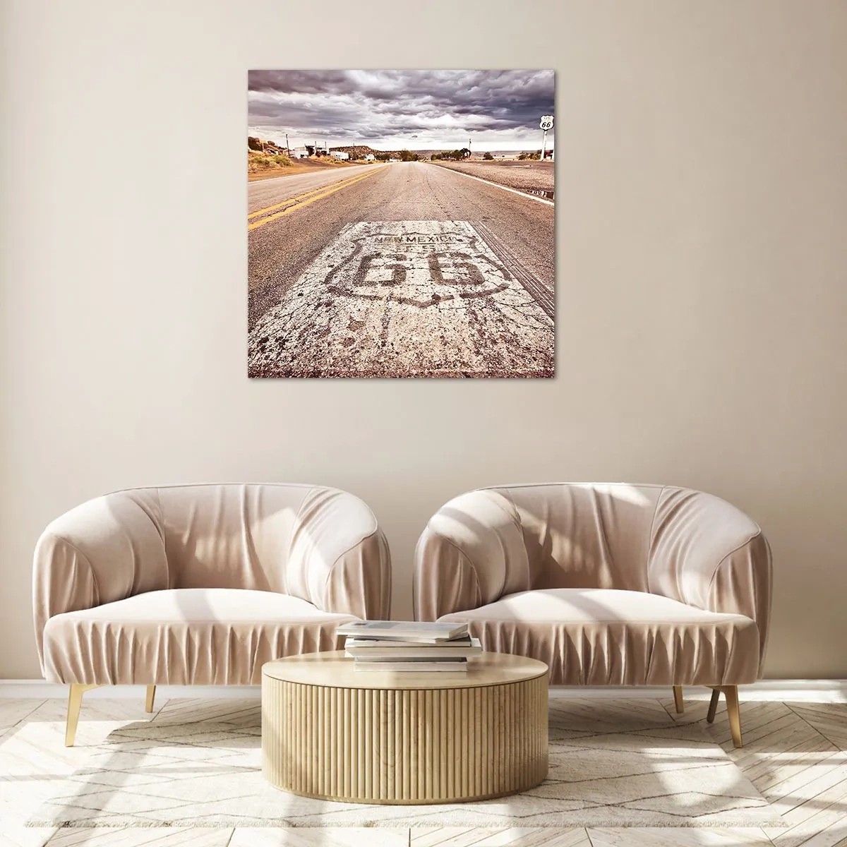 Quadro em vidro - Mother Road - uma lenda americana - 30x30 cm