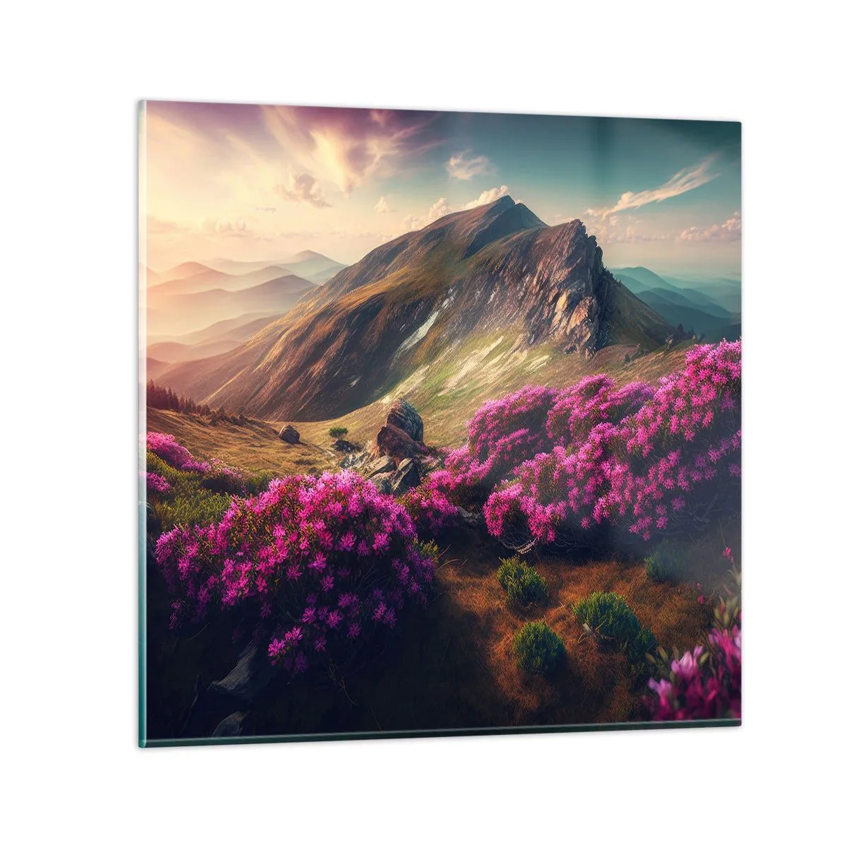 Quadro em vidro - Verão nas montanhas - 30x30 cm