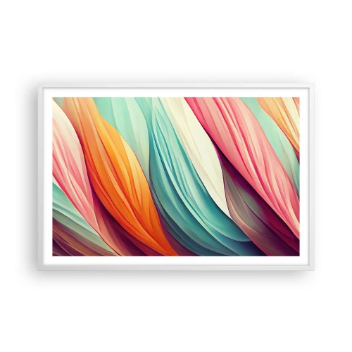 Pôster em moldura branca - Tecido arco-íris - 91x61 cm