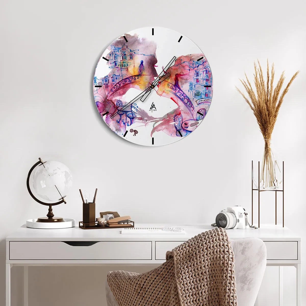 Relógio de parede - Relógio em vidro - A ponte secreta dos suspiros - 30x30 cm
