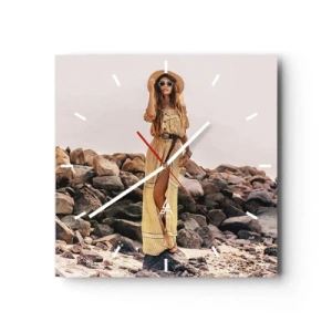 Relógio de parede - Relógio em vidro - A magia das pedras - 40x40 cm