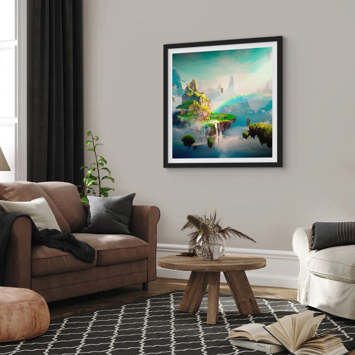 Pôster com moldura preta - Meio do céu - as ilhas felizes - 60x60 cm