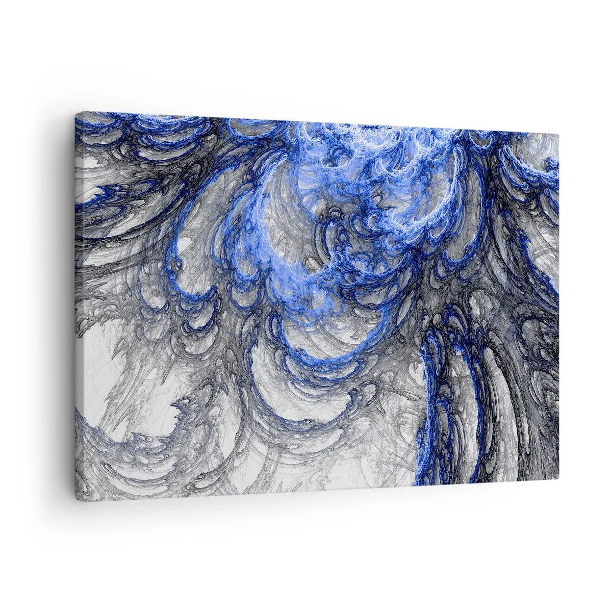 Quadro em tela - Ondas abstratas em tons de azul e cinza - 70x50cm - O nascimento de uma onda - Decoração de parede moderna para a sala de estar e quarto ARTTOR