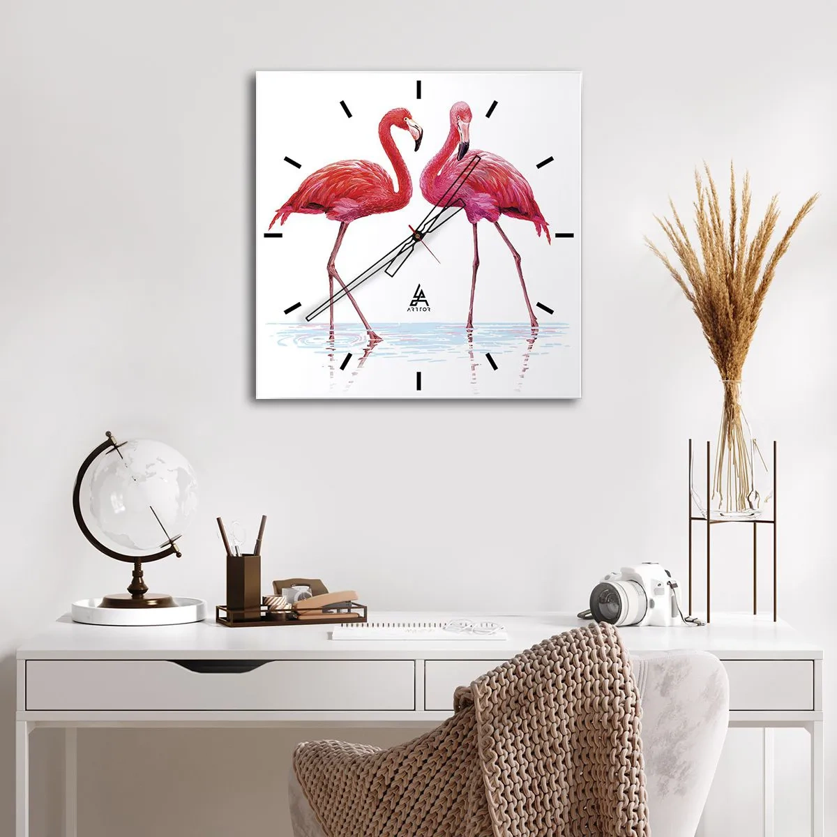 Relógio de parede - Relógio em vidro - Rosa randez-vous - 30x30 cm