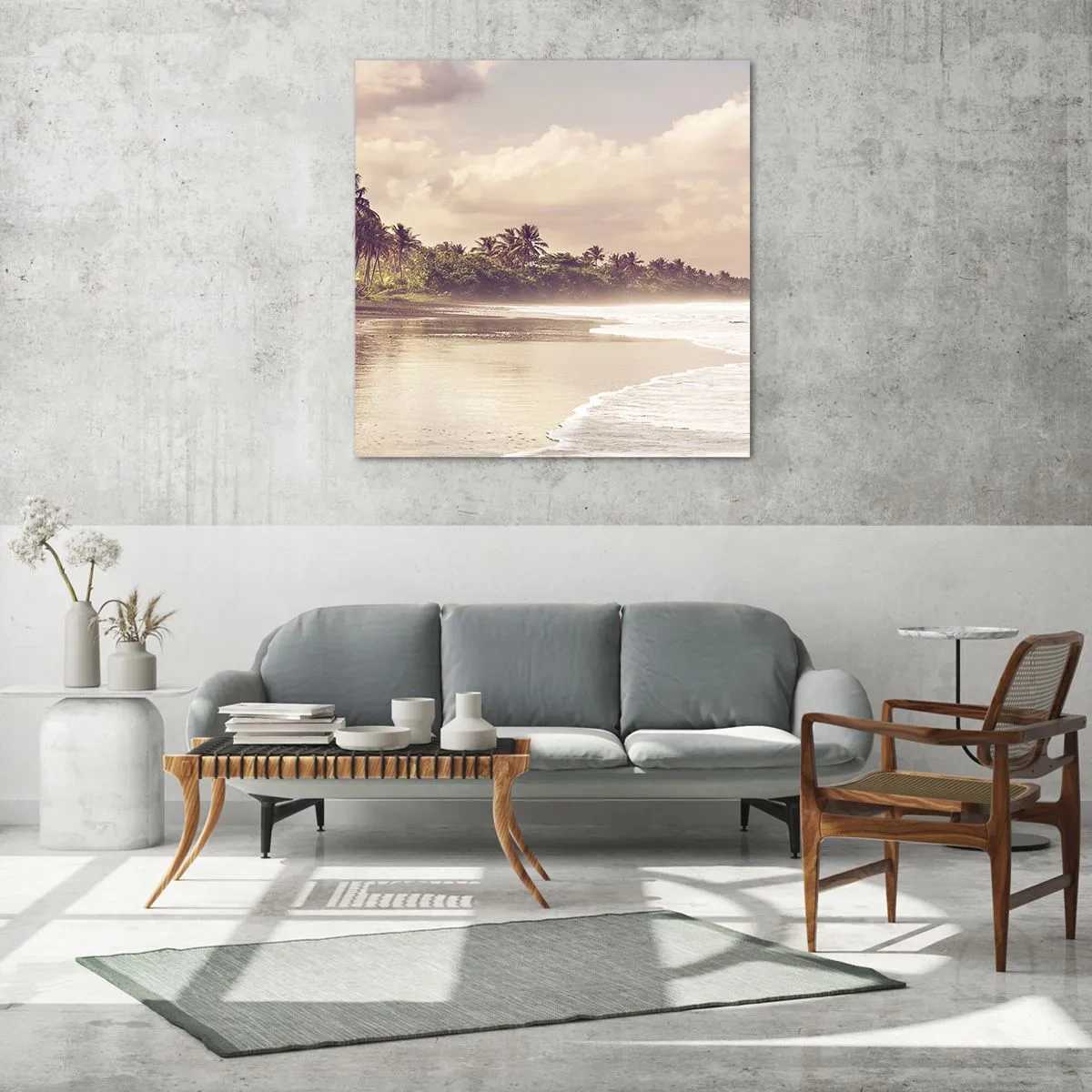 Quadro em vidro - Carícia das ondas - 70x70 cm